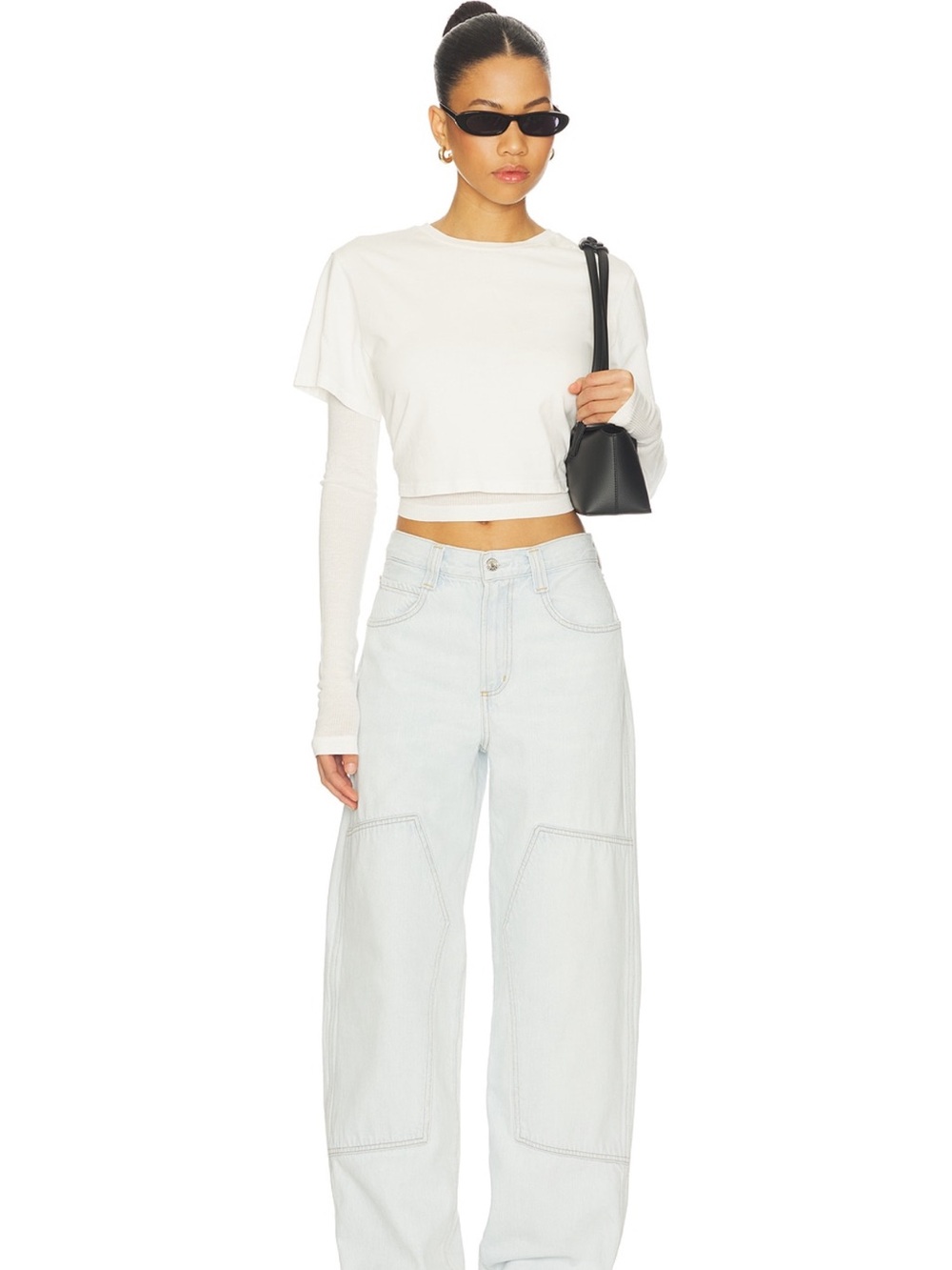 AGOLDE Laria Pieced Jean Light Wash Boyfriend Jeans - Pale Blue